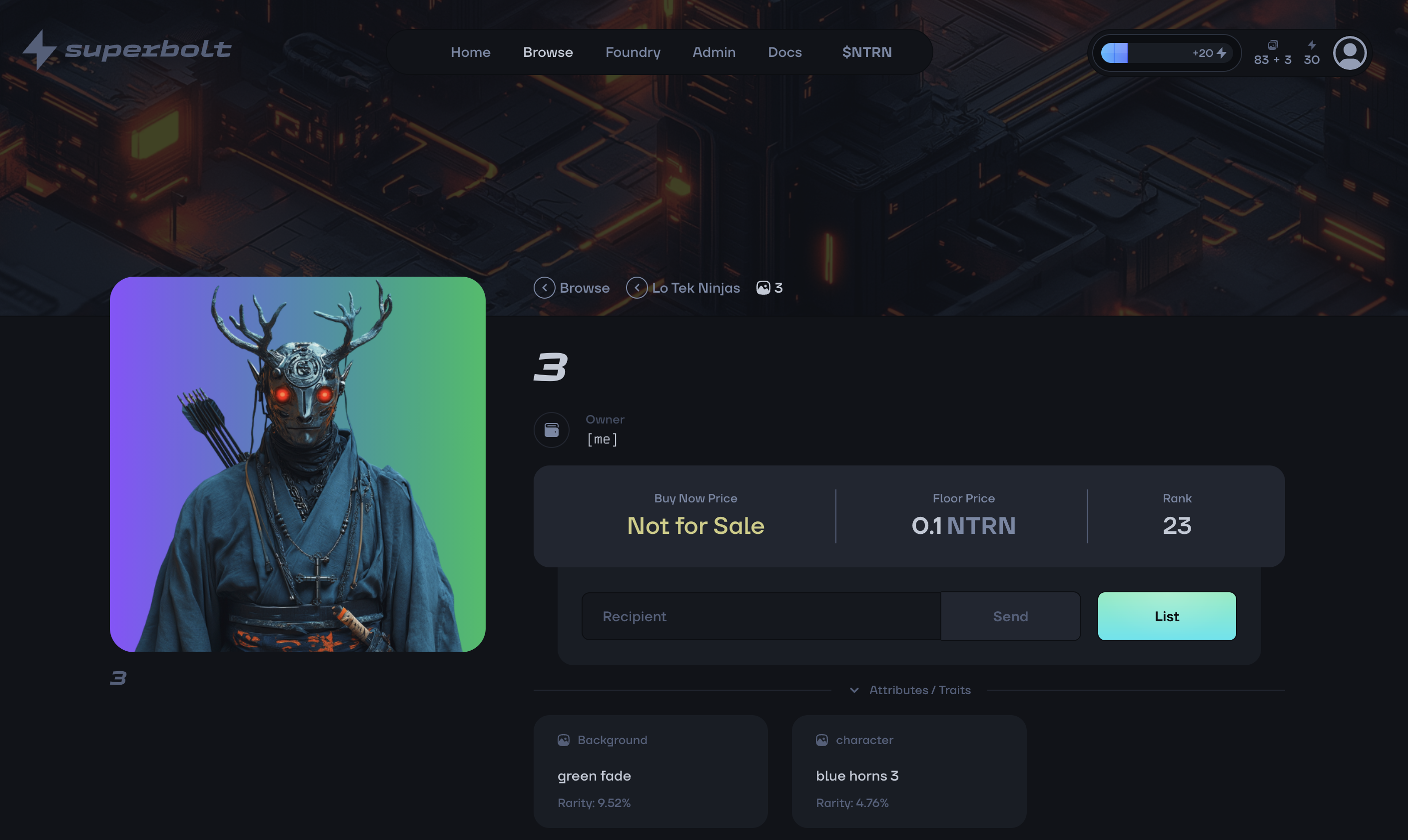 Individual NFT page